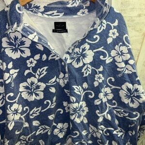 Blue and White Floral Pullover